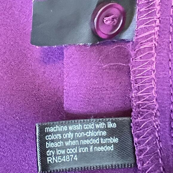 The Limited Womens Chiffon Blouse Small Dark Wine Cap Sleeve Split Neck Sheer - Picture 6 of 6